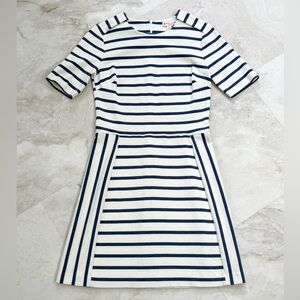 Brooks Brothers Red Fleece Navy White Striped Dress Women’s Medium Knit Preppy